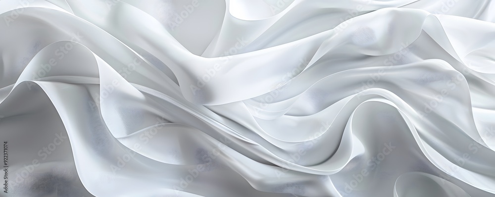 Obraz premium Abstract White Fabric Draped in Soft, Flowing Waves