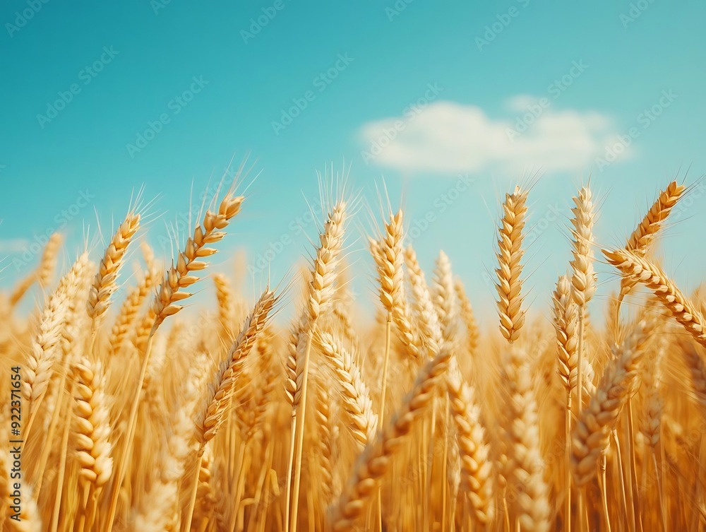 Golden Wheat Field Under a Blue Sky - Realistic Photo Golden Wheat Field Under a Blue Sky - Realistic Photo