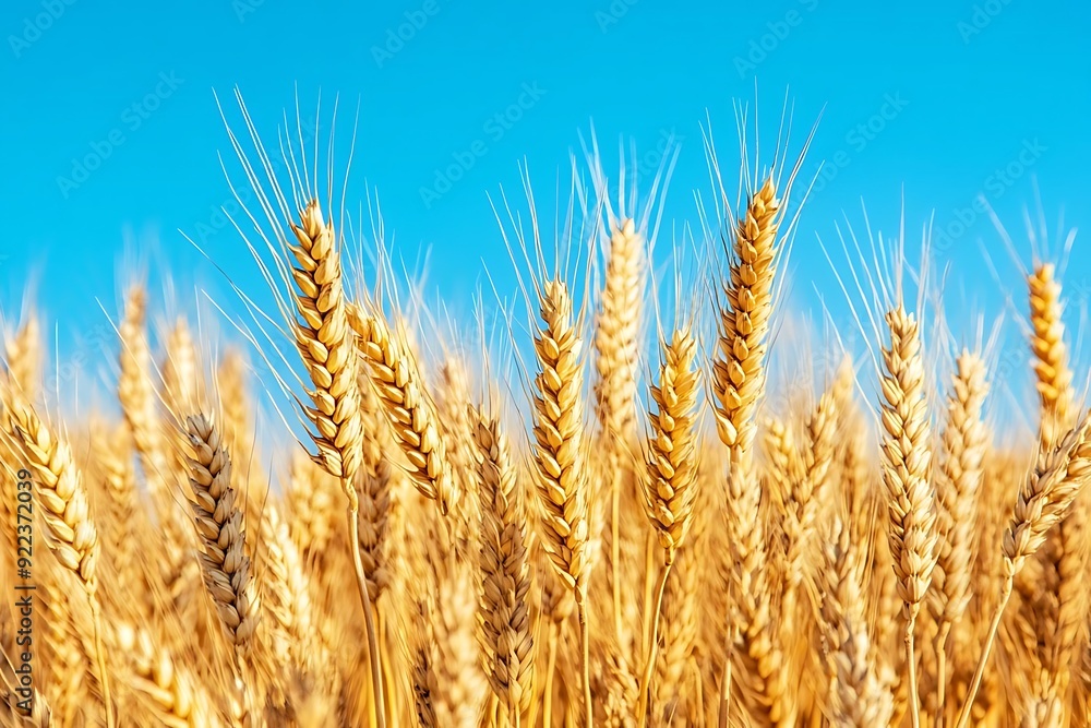 Golden Wheat Field Against Blue Sky - Photo Golden Wheat Field Against Blue Sky - Photo