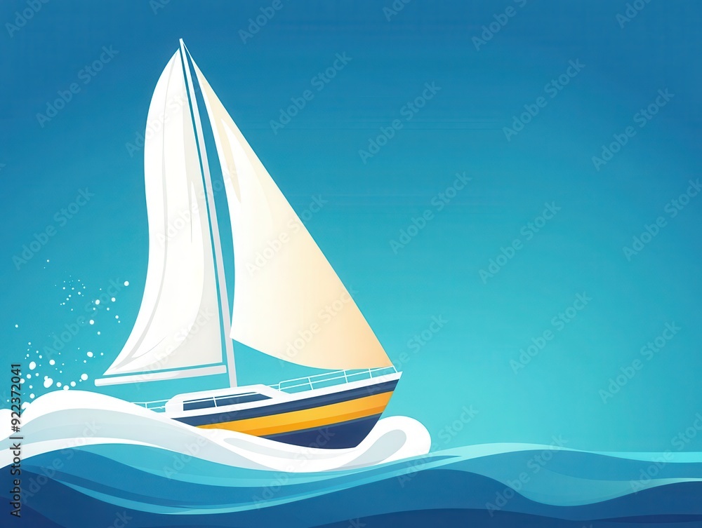 A vibrant sailboat gliding over azure waves, capturing the essence of freedom and adventure on the open sea. A vibrant sailboat gliding over azure waves, capturing the essence of freedom and adventure on the open sea.
