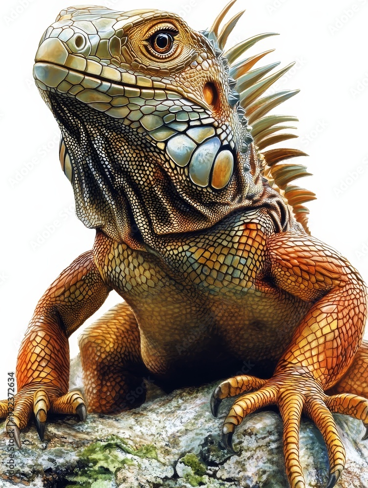 Obraz premium Close-Up Portrait of a Green Iguana