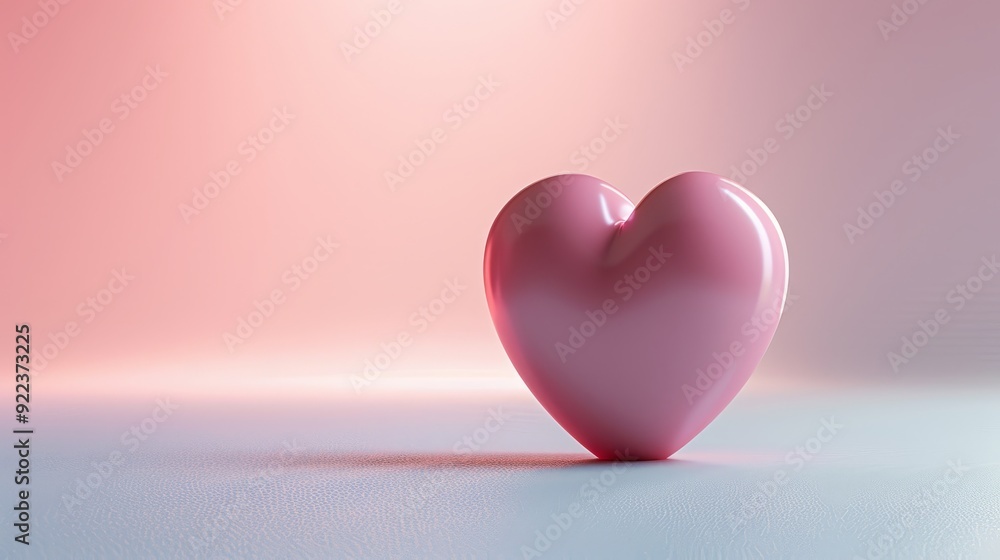 A glossy pink heart sculpture on a soft gradient background at a serene moment A glossy pink heart sculpture on a soft gradient background at a serene moment