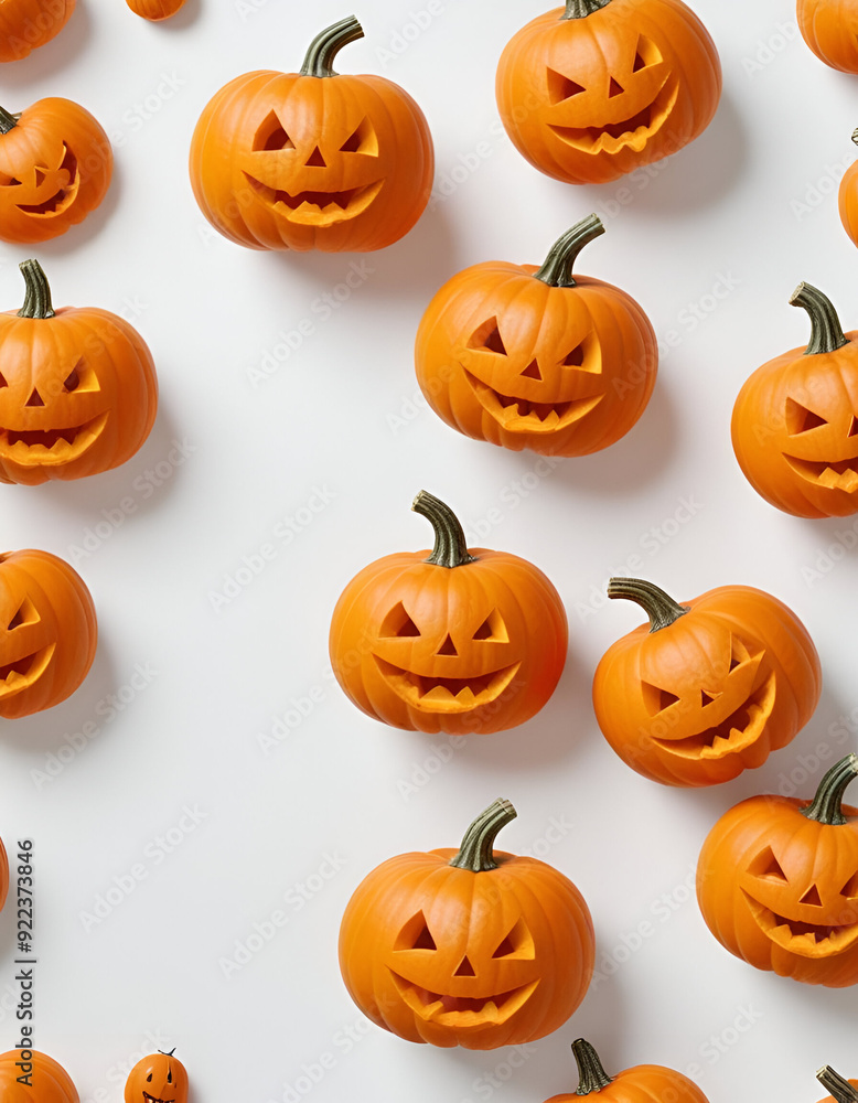 An orange jack-o'-lantern pumpkin with a carved smiling face, on a plain white background An orange jack-o'-lantern pumpkin with a carved smiling face, on a plain white background