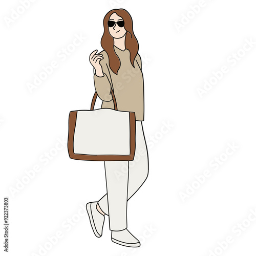 Young woman wearing totebag