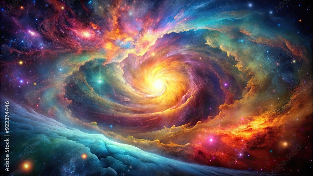 Obraz premium A stunning image of a colorful nebula with swirling gases and vibrant stars, galaxies, nebulae, cosmos, beauty, space