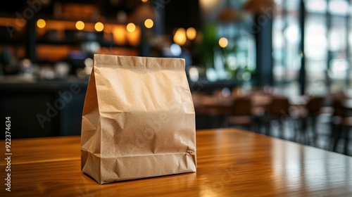 Paper Bag on a Table in a Restaurant