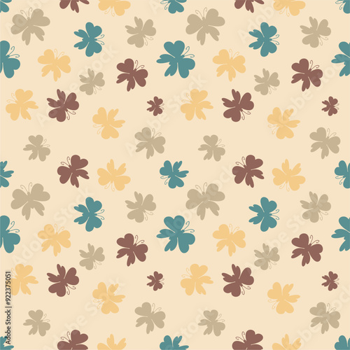 Seamless vector illustration print pattern background wallpaper with butterflies summer spring for textile, paper, pack etc 