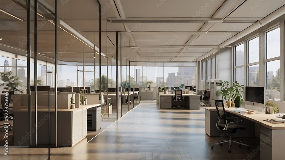 glass walled open space office glass walled open space office