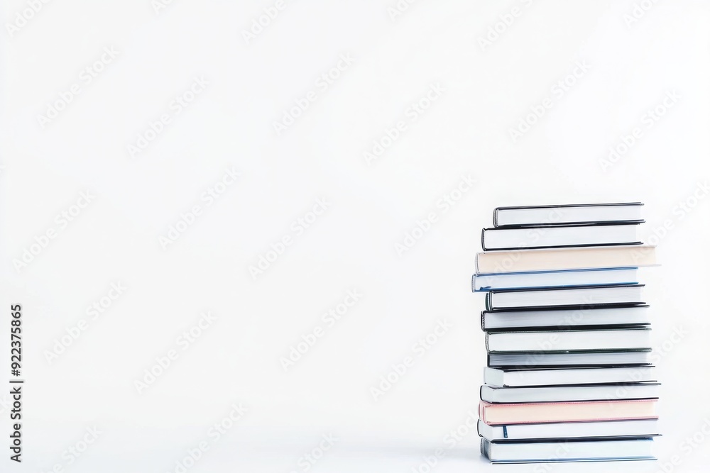 a neatly stacked a pile of books on plain background a neatly stacked a pile of books on plain background