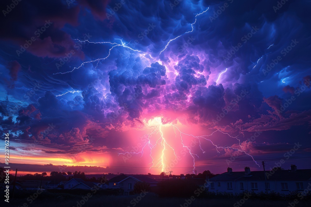 Lightning Strike During a Dramatic Sunset Lightning Strike During a Dramatic Sunset
