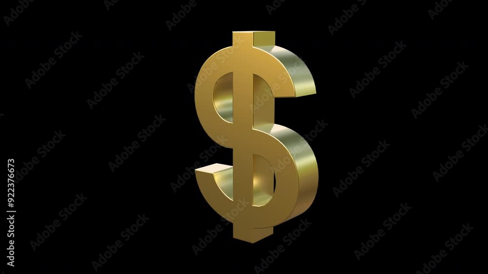 US Dollar gold symbol looped rotation on transparent background with alpha channel 3d animation 4k video loop. USA currency sign. Money, trading, exchange rate, financial market. Digital currency. US Dollar gold symbol looped rotation on transparent background with alpha channel 3d animation 4k video loop. USA currency sign. Money, trading, exchange rate, financial market. Digital currency.