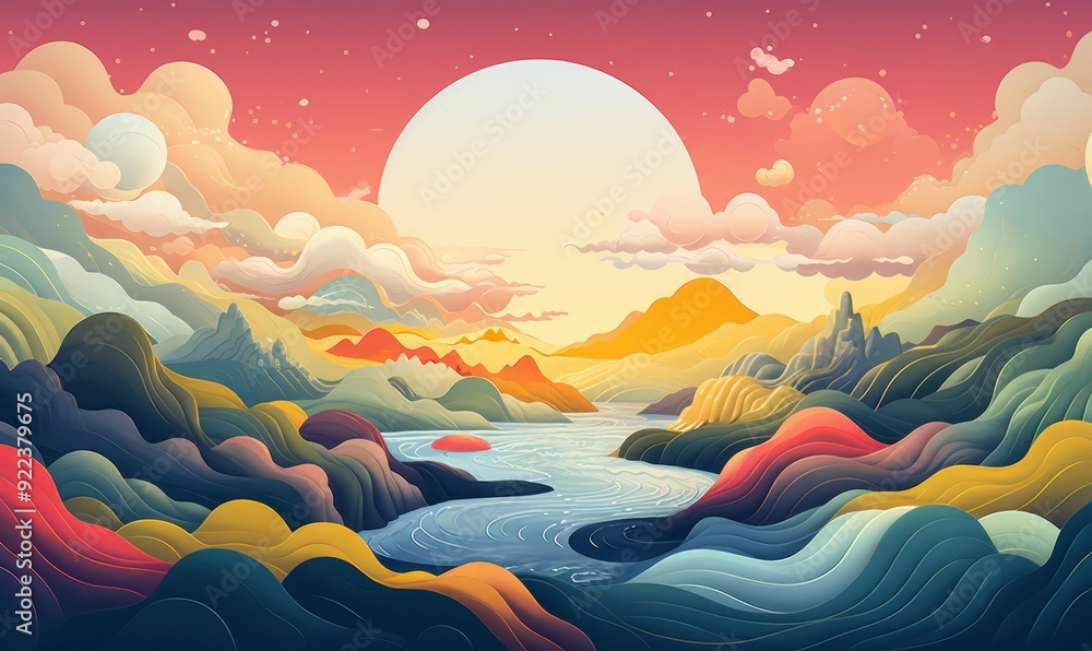 Aerial flat design, top view, landscape theme, animation, Triadic Color Scheme Aerial flat design, top view, landscape theme, animation, Triadic Color Scheme