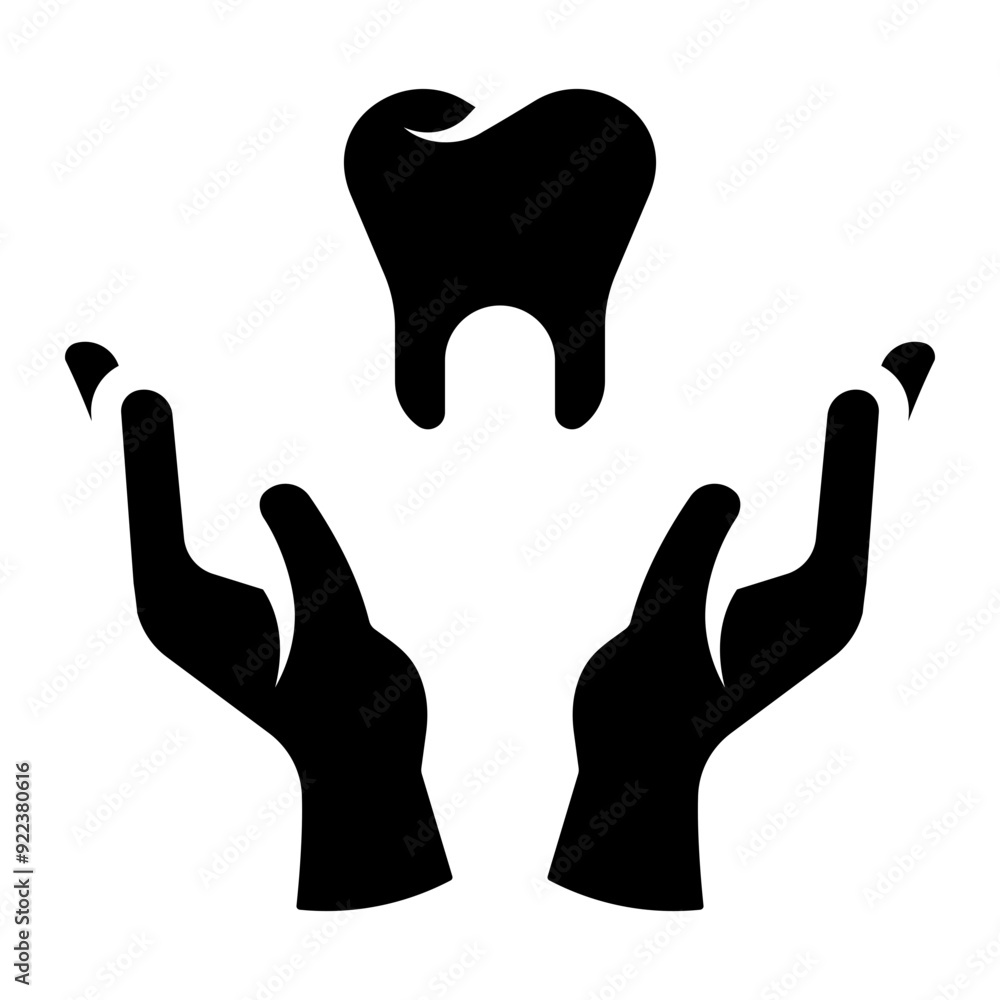 Obraz premium hand holding dental tooth care glyph icon