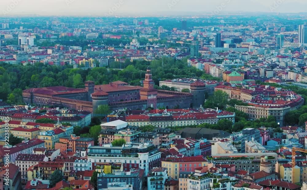 aerial video with drone of the city of milan in italy aerial video with drone of the city of milan in italy