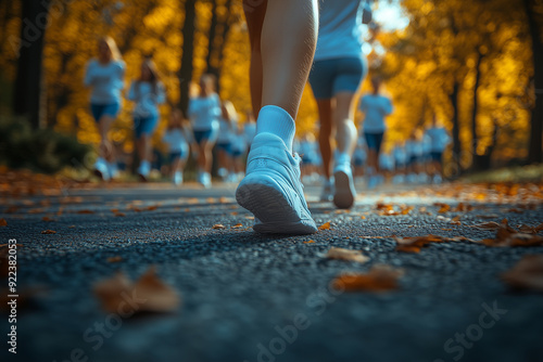 Volunteers organizing a charity walkathon, encouraging community participation and raising funds for a cause