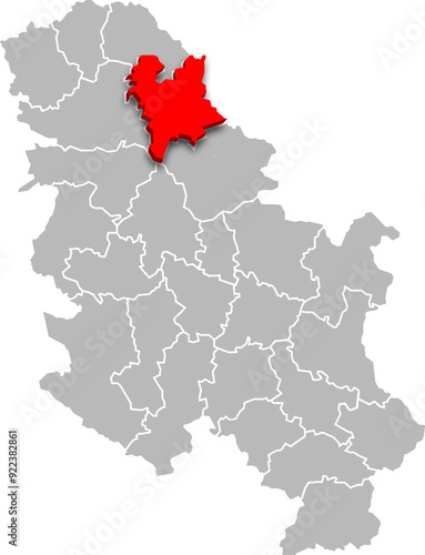 CENTRAL BANAT district map ADMINISTRATIVE DIVISIONS of SERBIA 3d isometric map