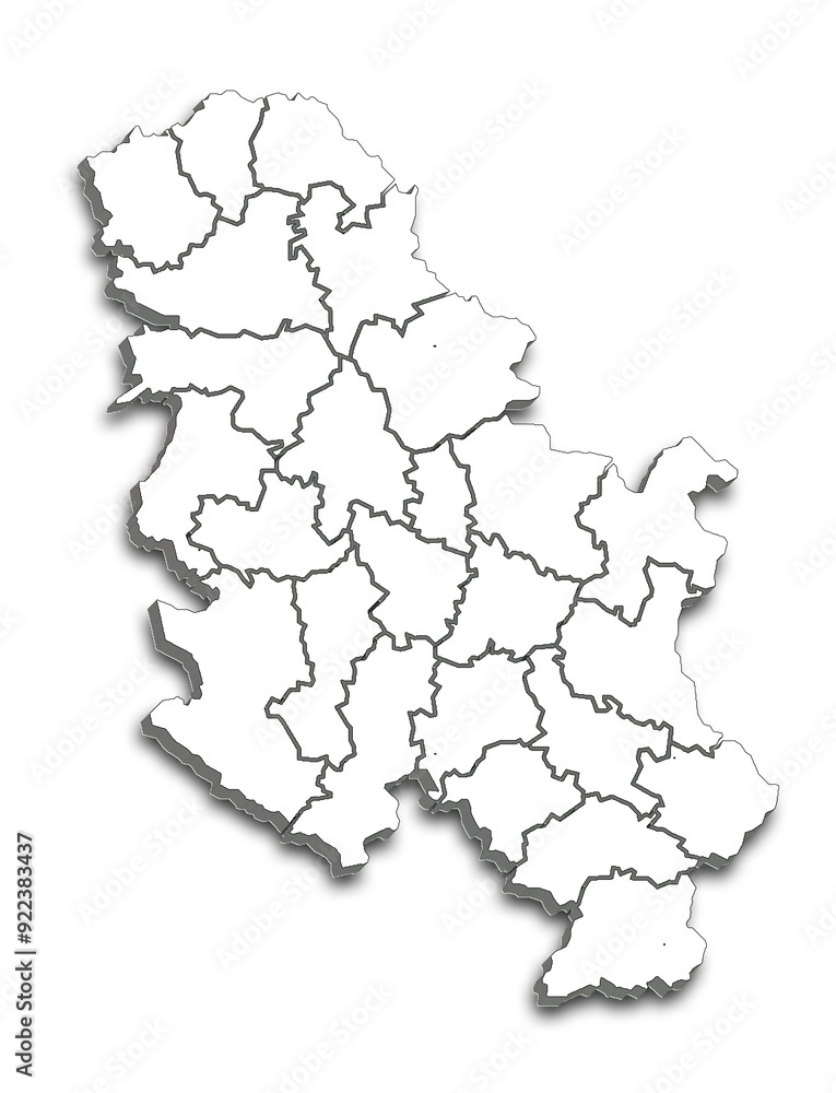 SERBIA MAP WITH ITS DISTRICTS AND POLITICAL ADMINISTRATIVE DIVISIONS SERBIA MAP WITH ITS DISTRICTS AND POLITICAL ADMINISTRATIVE DIVISIONS