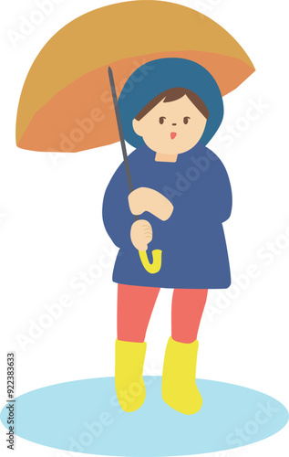 子供_レインコート_雨の日