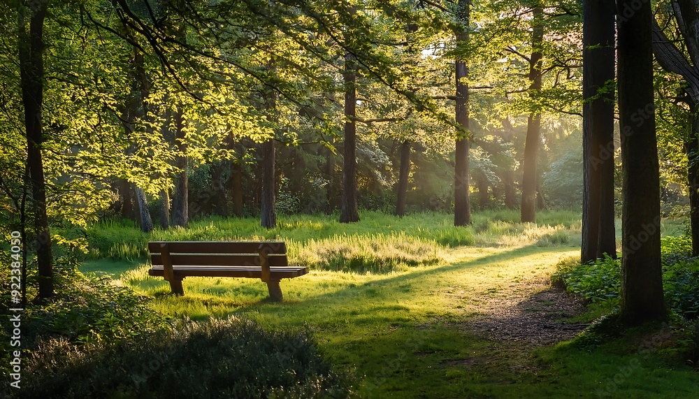 Solitude awaits on wooden bench nestled in autumnal park Solitude awaits on wooden bench nestled in autumnal park