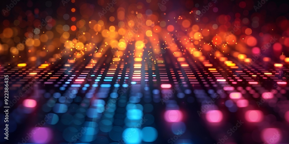 Abstract background featuring vibrant lights and colorful dots. Abstract background featuring vibrant lights and colorful dots.