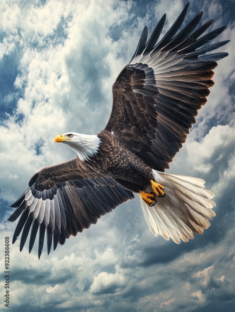 Bald Eagle Flying Through Cloudy Sky Bald Eagle Flying Through Cloudy Sky