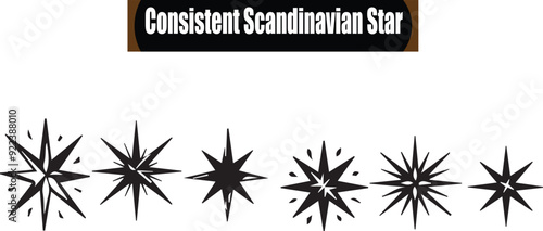 Consistent Scandinavian Star Black Silhouette Design Elements