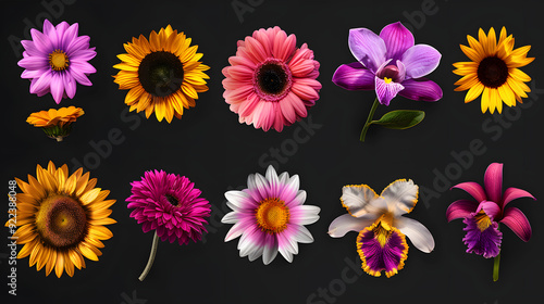 flower icons set