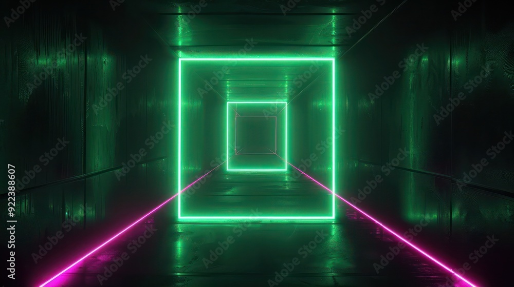 Green neon lines and square abstract technology background. Abstract technology futuristic concept neon green and background. Green neon lines and square abstract technology background. Abstract technology futuristic concept neon green and background.