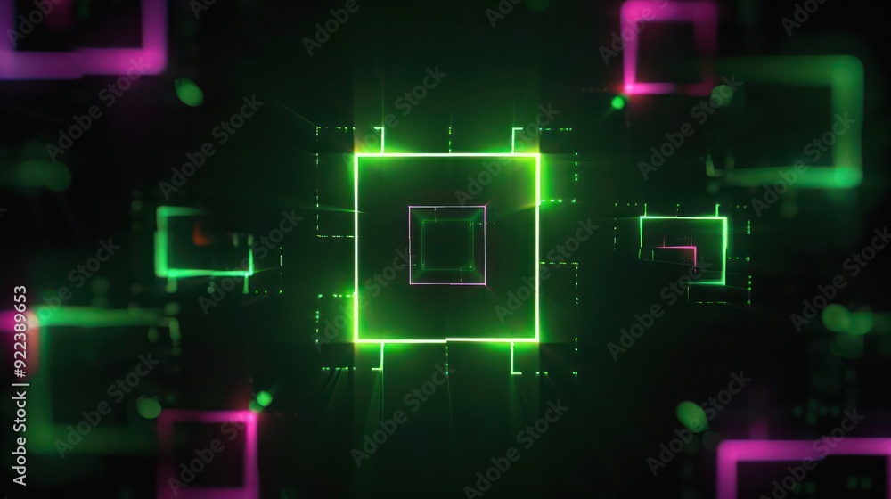 Green neon lines and square abstract technology background. Abstract technology futuristic concept neon green and background. Green neon lines and square abstract technology background. Abstract technology futuristic concept neon green and background.