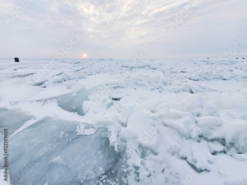 landscape on the lake in winter