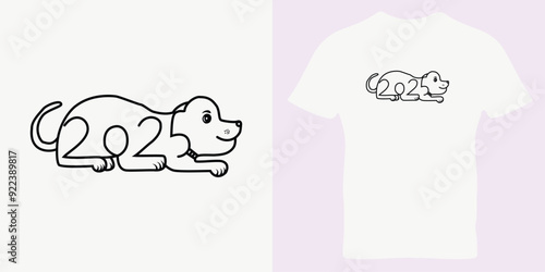 Cute French Bulldog Yoga Exercise in Black and White. Cute dog single line art vector illustration. cute dog art line t-shirt. nice dog t-shirt. nice dog Cartoon. nice vector t-shirt. 

