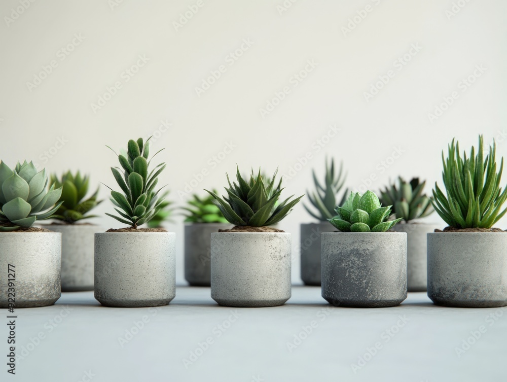 Fototapeta premium Succulent plants in cement planters