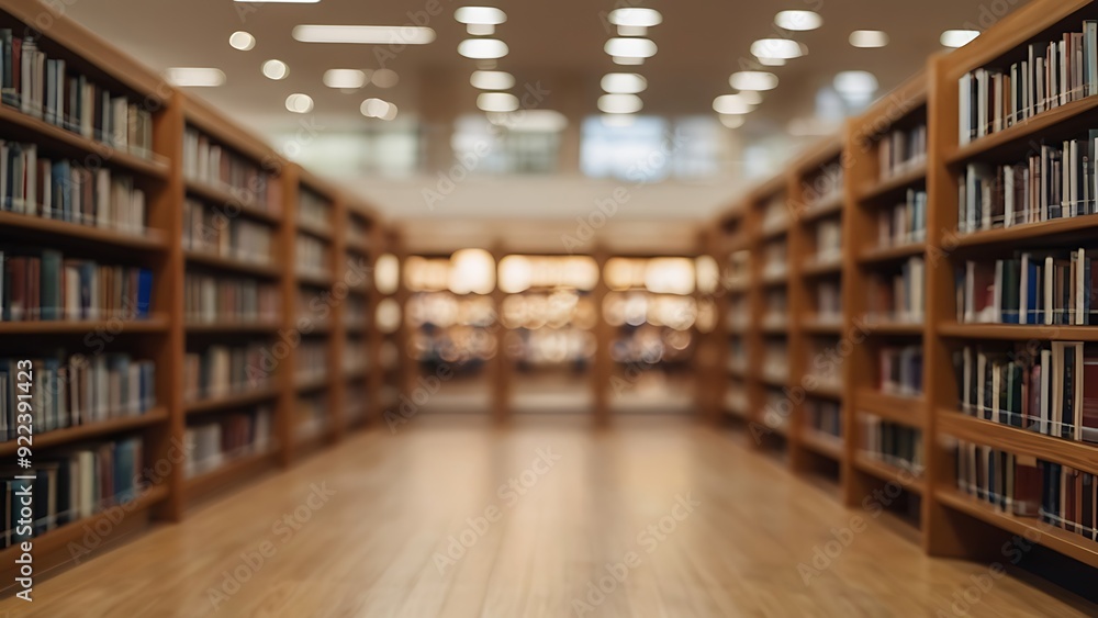 Abstract blurry interior environment of a public library with a room with bookshelves Abstract blurry interior environment of a public library with a room with bookshelves