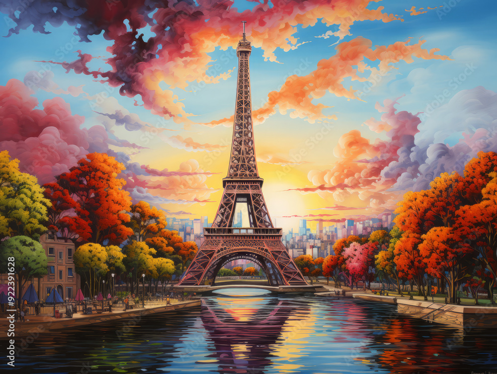 Fototapeta premium Bright The Eiffel Tower