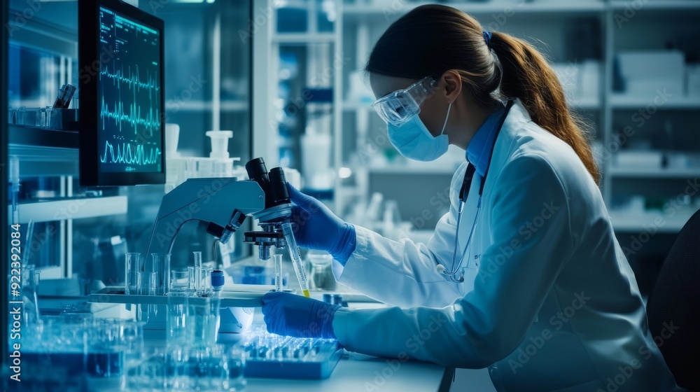 Medical technology, innovation health and medical research, healthcare and medicine concept. Doctor or technician working with AI data analysis, lab experiment, data science Medical technology, innovation health and medical research, healthcare and medicine concept. Doctor or technician working with AI data analysis, lab experiment, data science