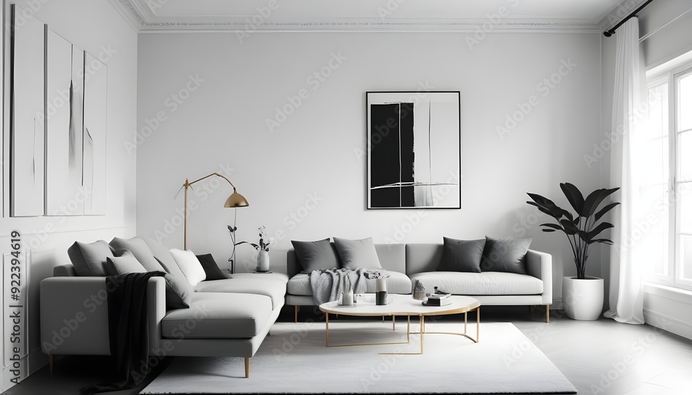 Obraz premium Photo interior modern design room 3d illustration