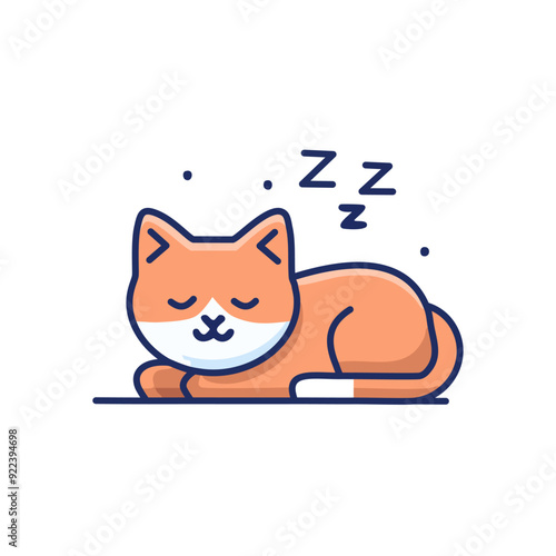 Cute cat sleeping cartoon vector flat style illustration