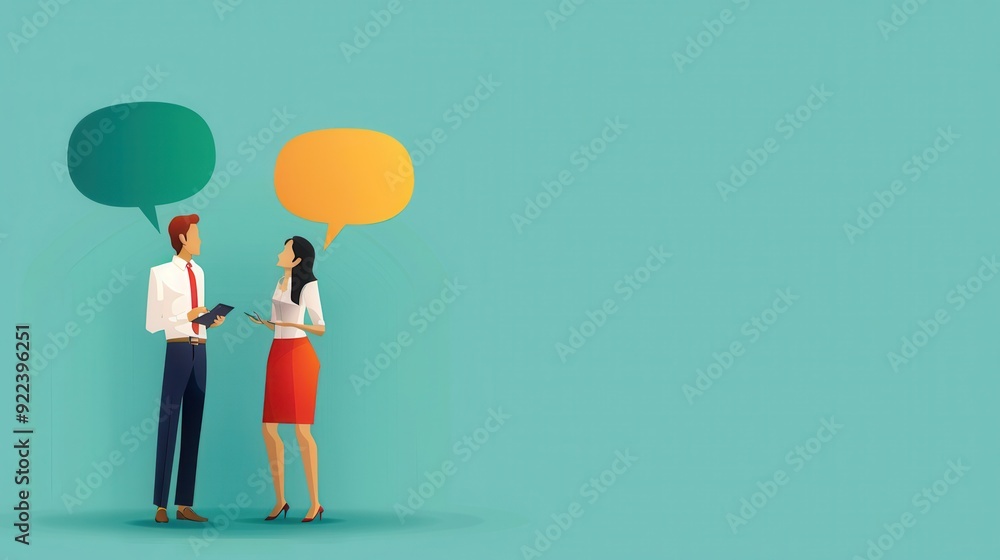 Argument, two people debating with speech bubbles, flat design illustration Argument, two people debating with speech bubbles, flat design illustration