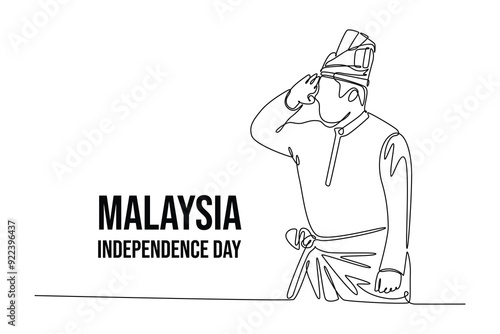 Malaysia Independence Day concept. Single line draw design vector graphic illustration.