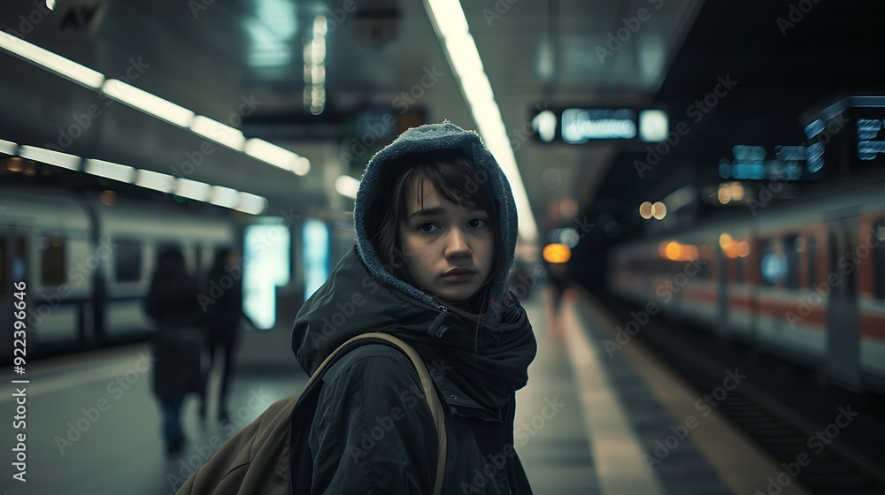 Poker face in a bustling train station a person standing still with an expressionless face their serious demeanor contrasting with the lively atmosphere around them Poker face in a bustling train station a person standing still with an expressionless face their serious demeanor contrasting with the lively atmosphere around them