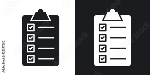 Summary vector icon set black filled and outlined style.