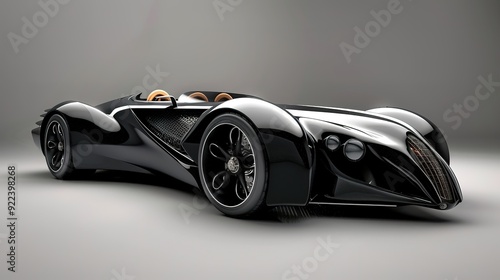 Sleek black roadster with stylish design.