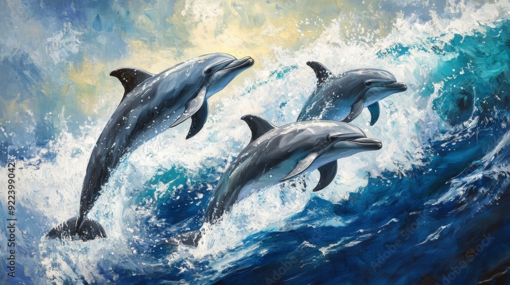 Fototapeta premium Ocean Ballet. The Grace and Playfulness of Dolphins in Motion