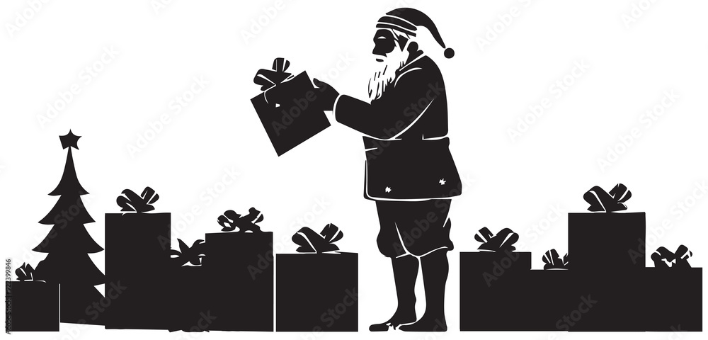 Silhouette of santa claus with a gifts Royalty Silhouette of santa claus with a gifts Royalty