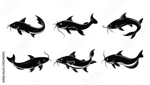 catfish silhouette design bundle set with white background