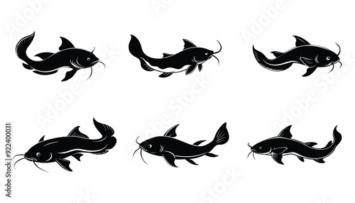 catfish silhouette design bundle set with white background