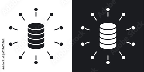 Data aggregation vector icon set black filled and outlined style.