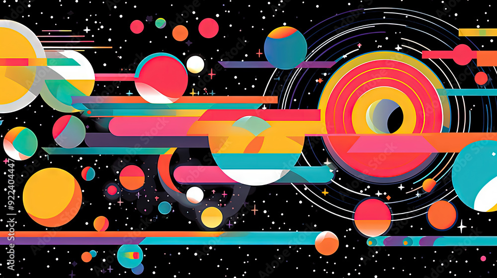 Obraz premium Abstract background with geometric shapes in retro minimalistic style with bright colors