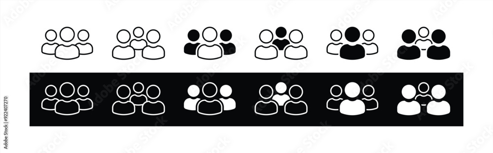 set of group icon. team, people, friends, user icon thin line and solid collections. vector illustration set of group icon. team, people, friends, user icon thin line and solid collections. vector illustration