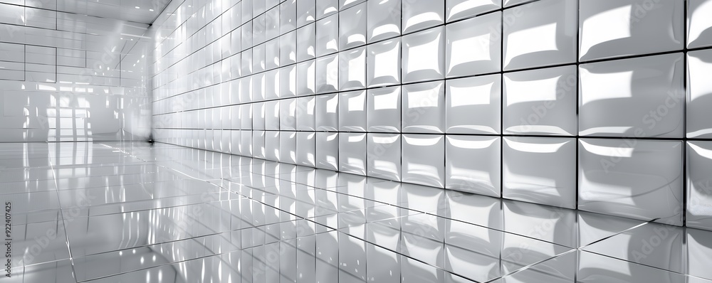 White Tiles and Floor with Shadow Patterns White Tiles and Floor with Shadow Patterns